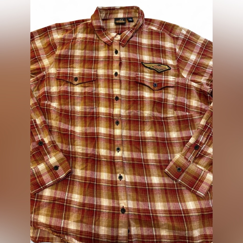 Harley-Davidson 120th Anniversary Flannel Shirt 1W Red Plaid - Picture 4 of 11